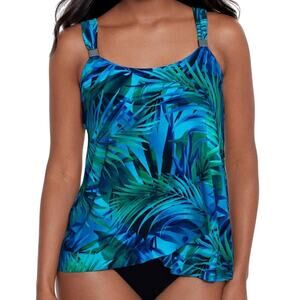 Miraclesuit NWT Palm Reeder Dazzle Tankini Top Size 16 Underwire Bra Tropical